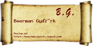 Beerman Györk névjegykártya